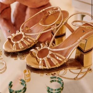 Sezane Gloria Sandals in Smooth Gold